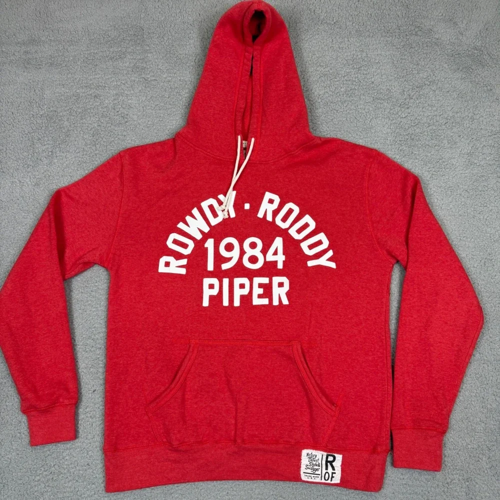 Roots of Fight Rowdy Roddy Piper 1984 Born Villain Red Hoodie Mens Medium